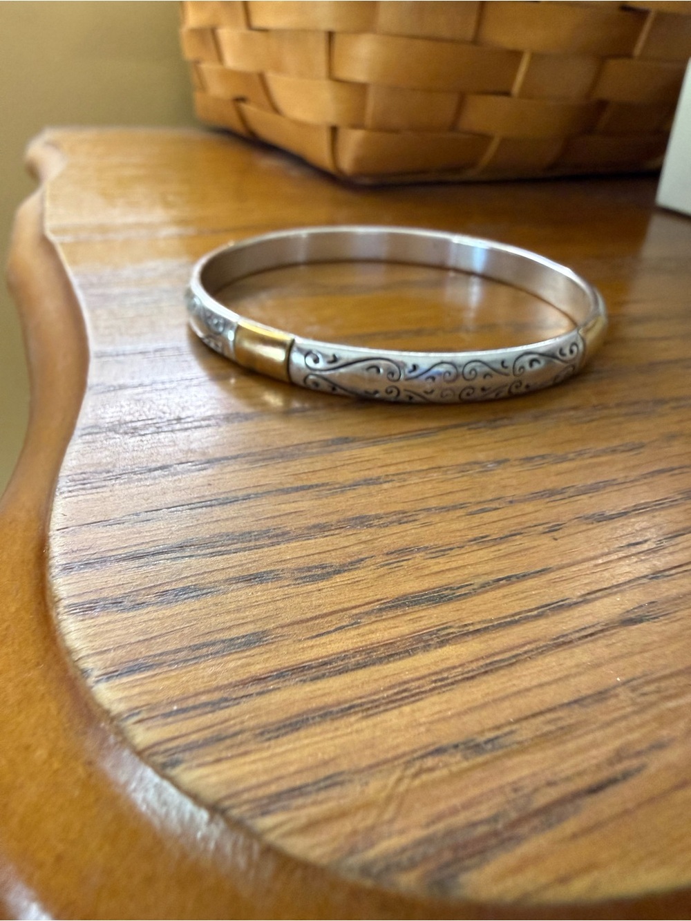 Brighton Silver and Gold Scrollwork Hinged Bracelet - Picture 2 of 5